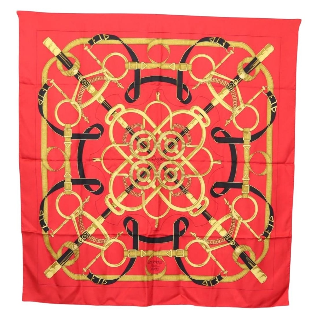 HERMES Eperon dor 90cm Silk Scarf Red Authentic: HERMES Eperon dor 90cm Silk Scarf Red Authentic This exquisite HERMES Carre 90 Scarf, titled "Eperon dor," is crafted from luxurious silk in a vibrant red hue. Measuring approximately 35.4 inches (90