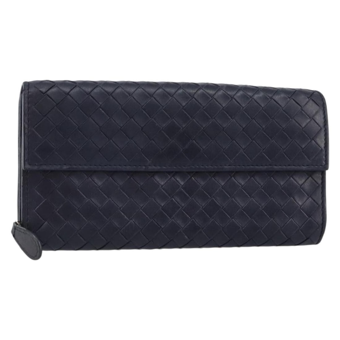 BOTTEGA VENETA Navy Intrecciato Long Wallet Leather Italy Auth (1 of 18)