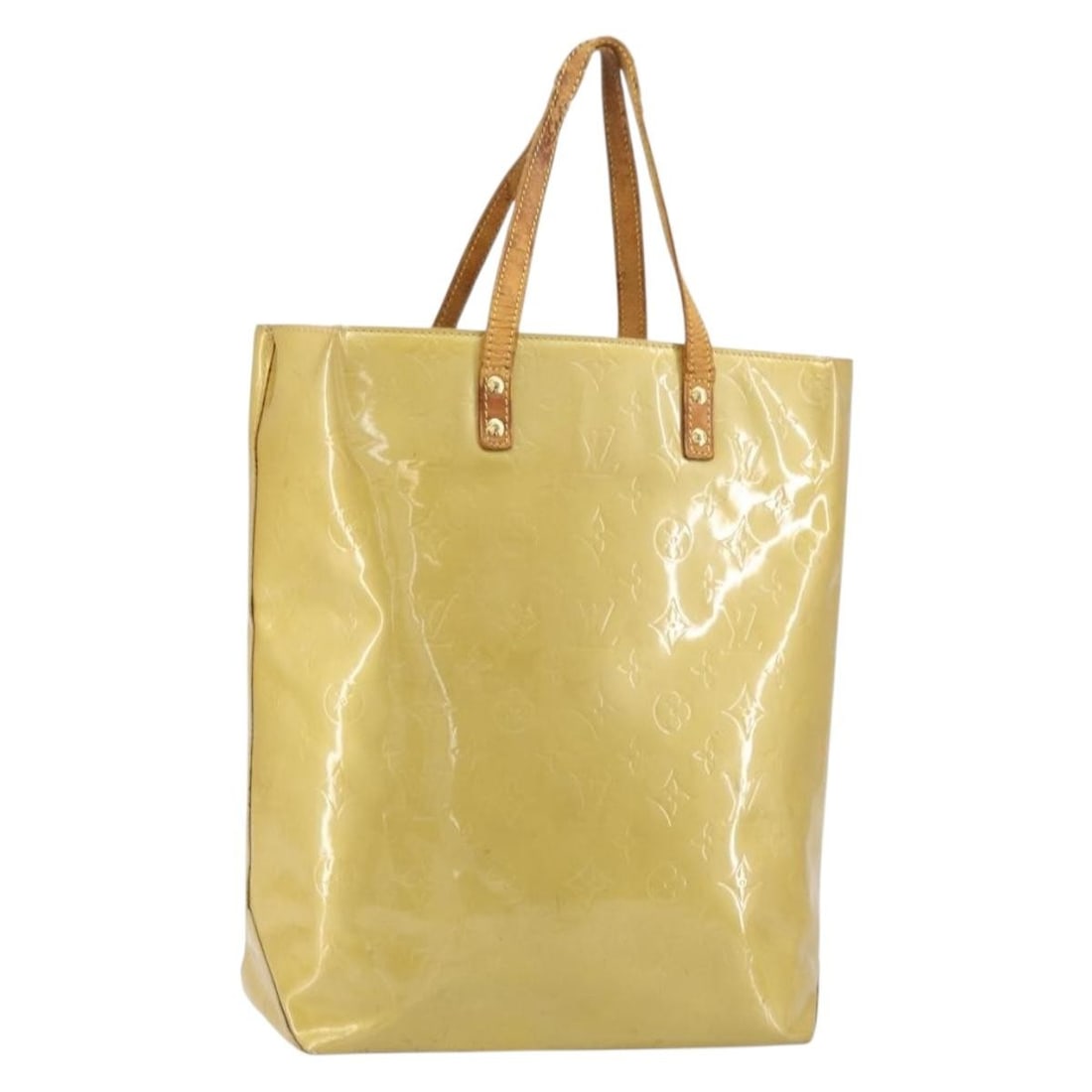 LOUIS VUITTON Monogram Vernis Reade MM Hand Bag Beige M91141 Auth (1 of 18)