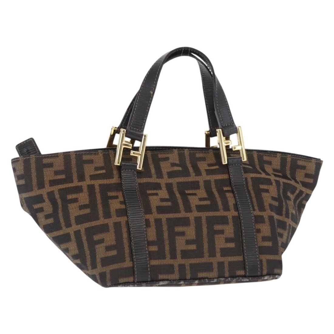 Fendi Zucca Canvas Black Brown Italian Handbag (1 of 18)