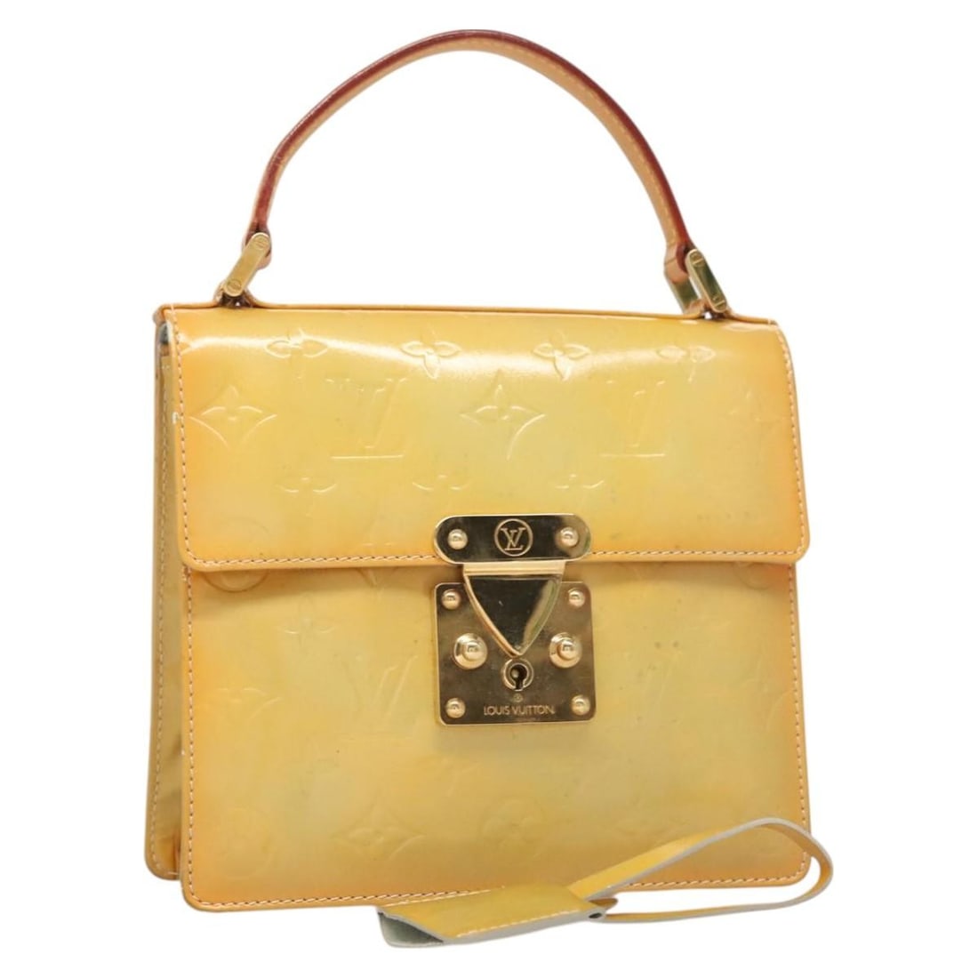 LOUIS VUITTON Monogram Vernis Spring Street Hand Bag Gris M91029 Patent Leather Auth (1 of 18)