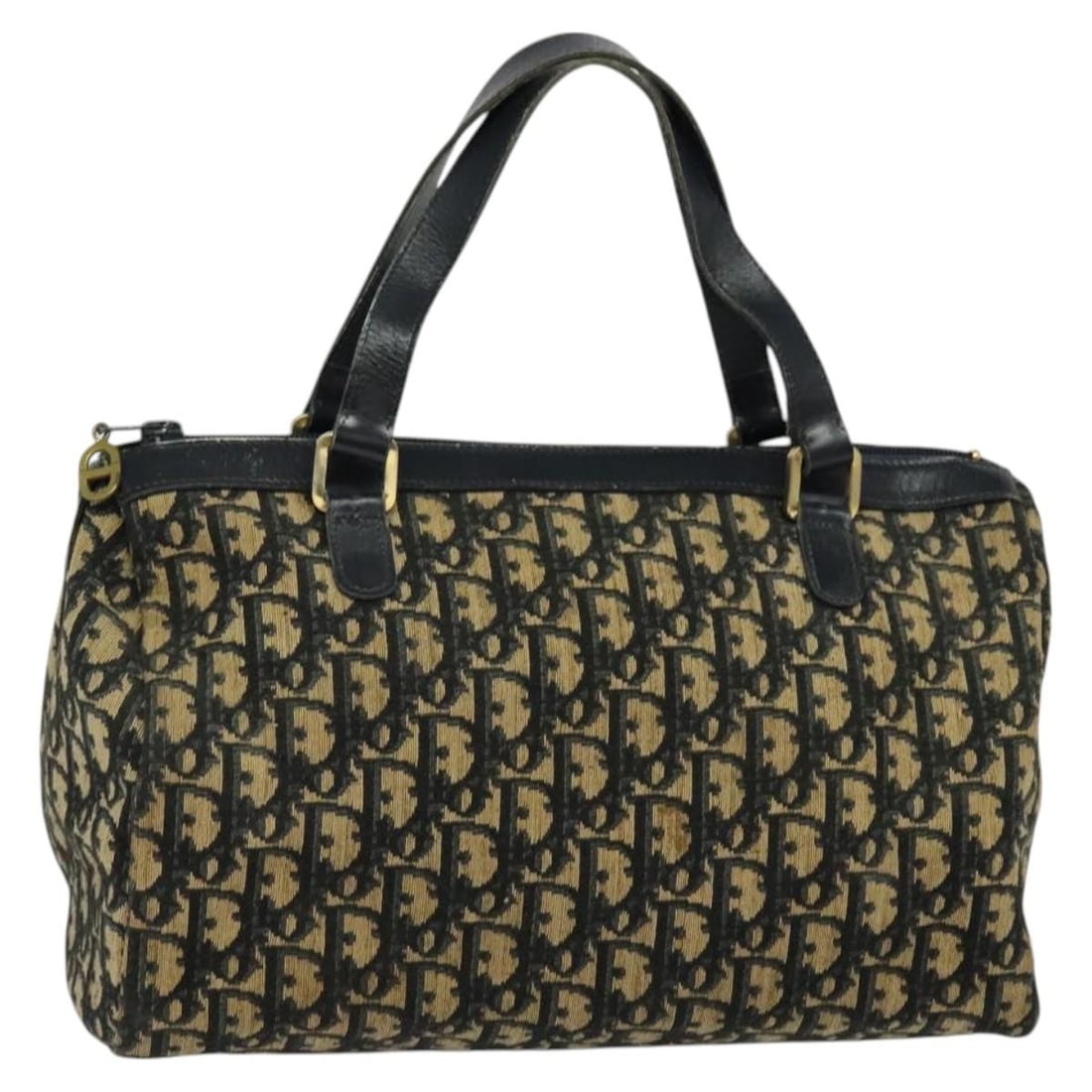 Christian Dior Navy Gold Trotter Canvas Hand Bag Auth France (1 of 18)