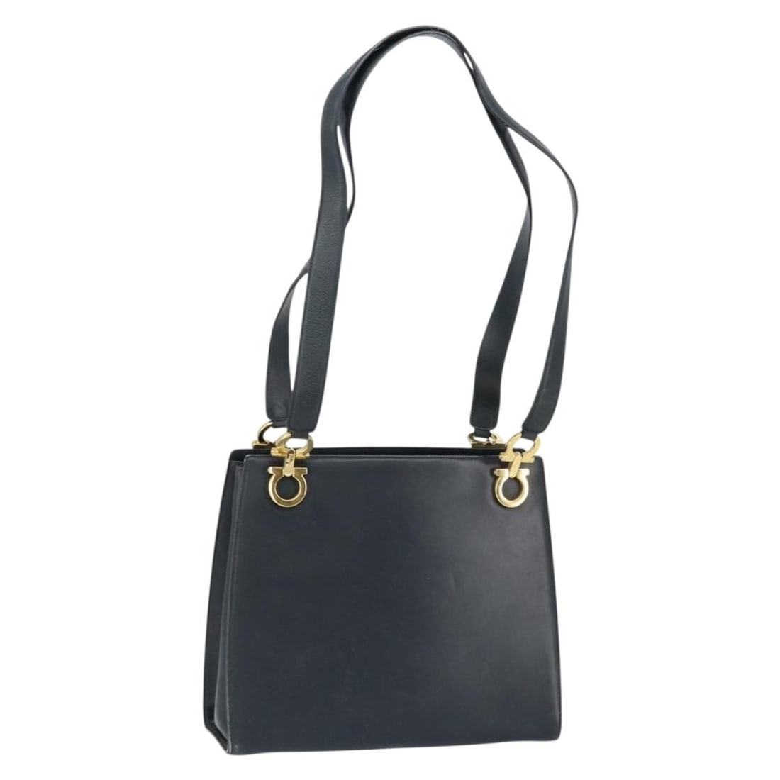 Salvatore Ferragamo Gancini Tote Bag Leather Navy Gold Auth BC214189 (1 of 18)