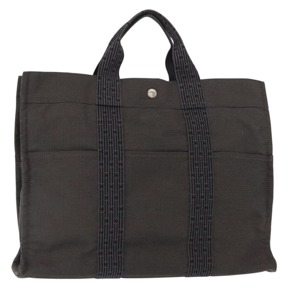 Hermes Her Line MM Canvas Gray Silver Tote Bag from France (1 of 18)