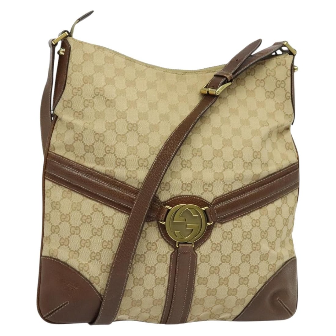 GUCCI GG Canvas Shoulder Bag Beige Gold 115568 Made in Italy (1 of 18)