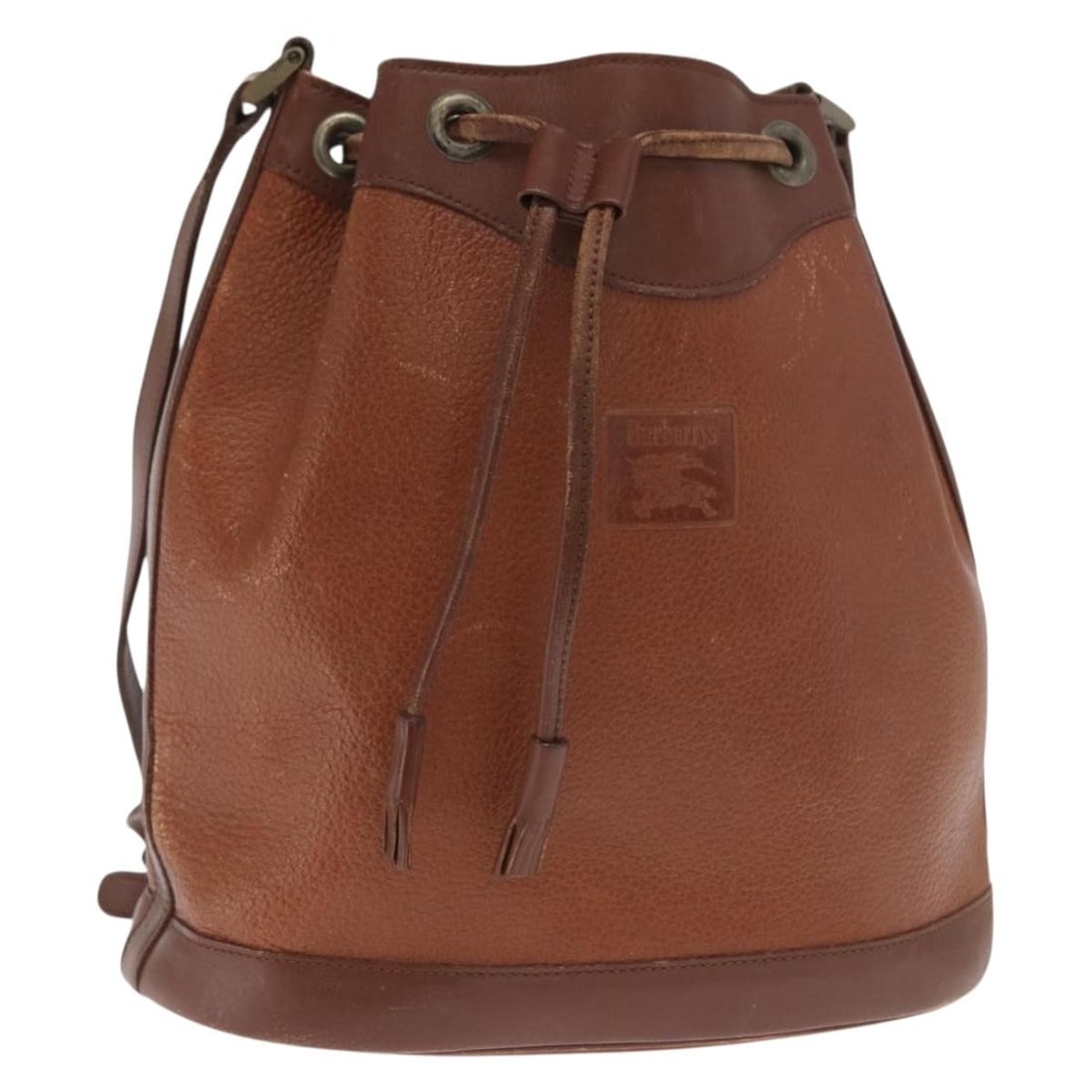Brown Leather Burberrys Shoulder Bag Gold Accents (1 of 18)