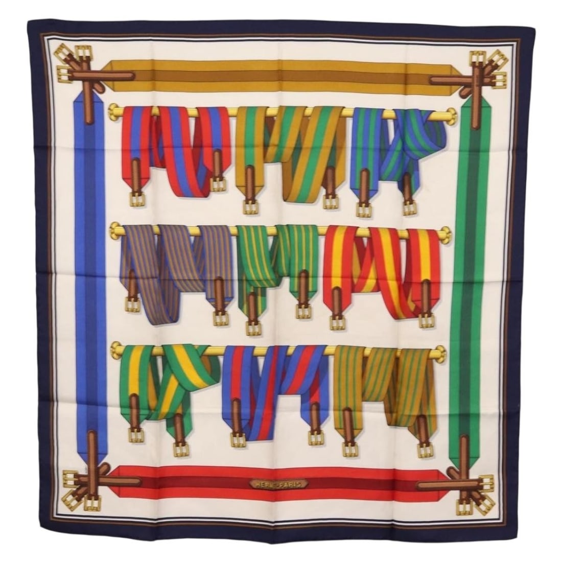 HERMES J.METZ Navy Silk Carre 90 Scarf France (1 of 14)