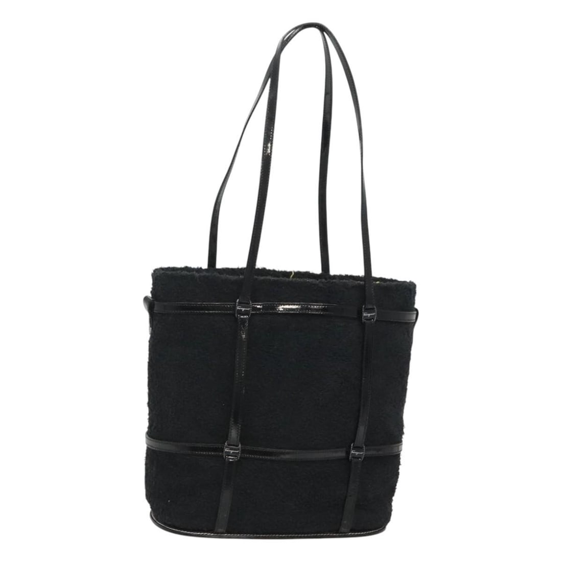 Salvatore Ferragamo Black Gold Pile Hand Bag Italy Auth AU-21.6221 (1 of 18)