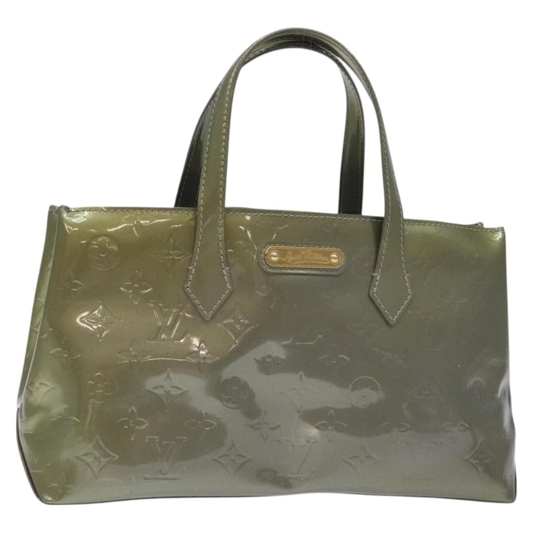 LOUIS VUITTON Monogram Vernis Wilshire PM Hand Bag Gris Art Deco M91627 Auth: LOUIS VUITTON Monogram Vernis Wilshire PM Hand Bag Gris Art Deco M91627 Auth This LOUIS VUITTON Monogram Vernis Wilshire PM Bag is a stylish hand bag crafted from high-quality patent leather in a chic