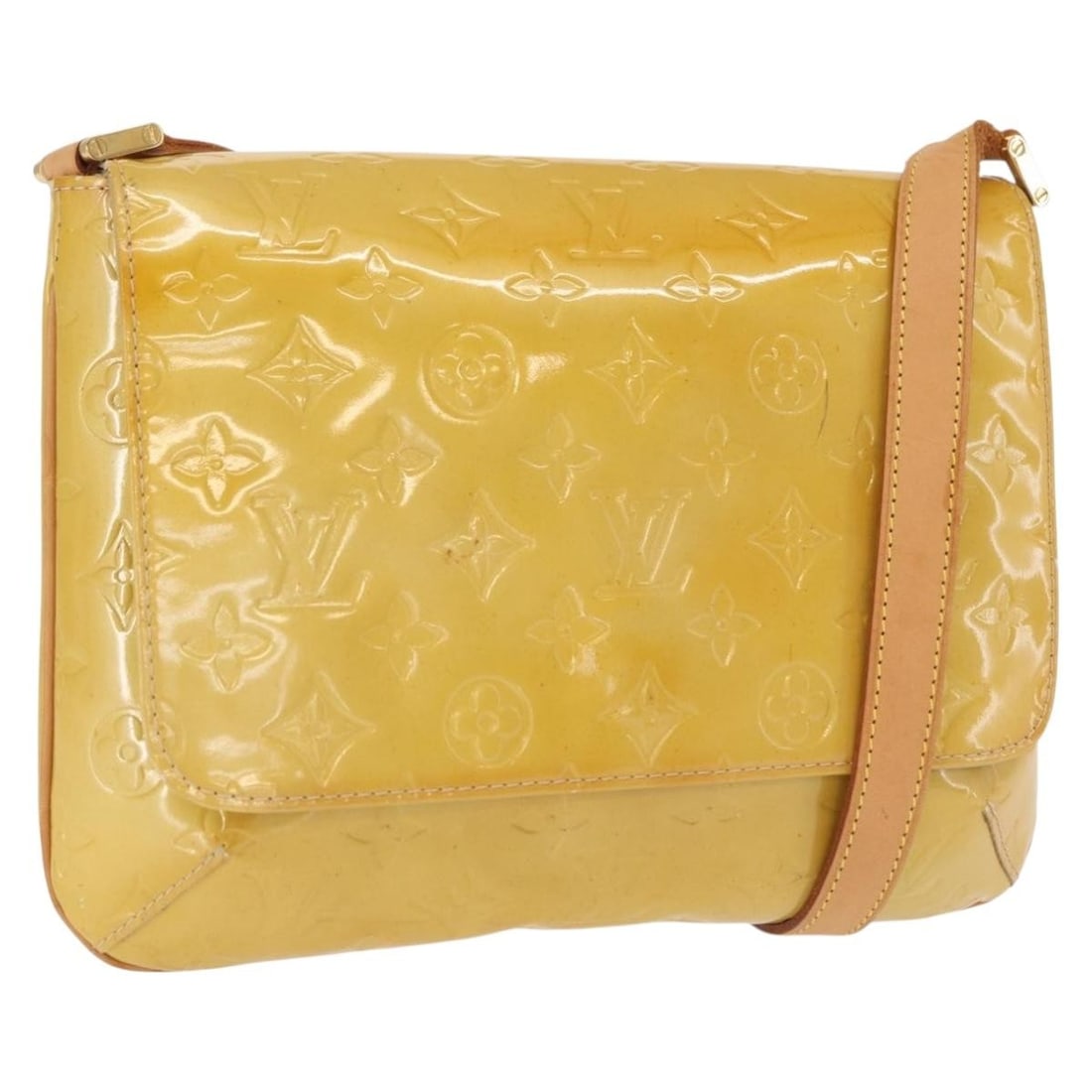 Beige Louis Vuitton Vernis Thompson Street Patent Leather Shoulder Bag M91301: Beige Louis Vuitton Vernis Thompson Street Patent Leather Shoulder Bag M91301 This Louis Vuitton Monogram Vernis Thompson Street shoulder bag is crafted from beige patent leather and features a classi