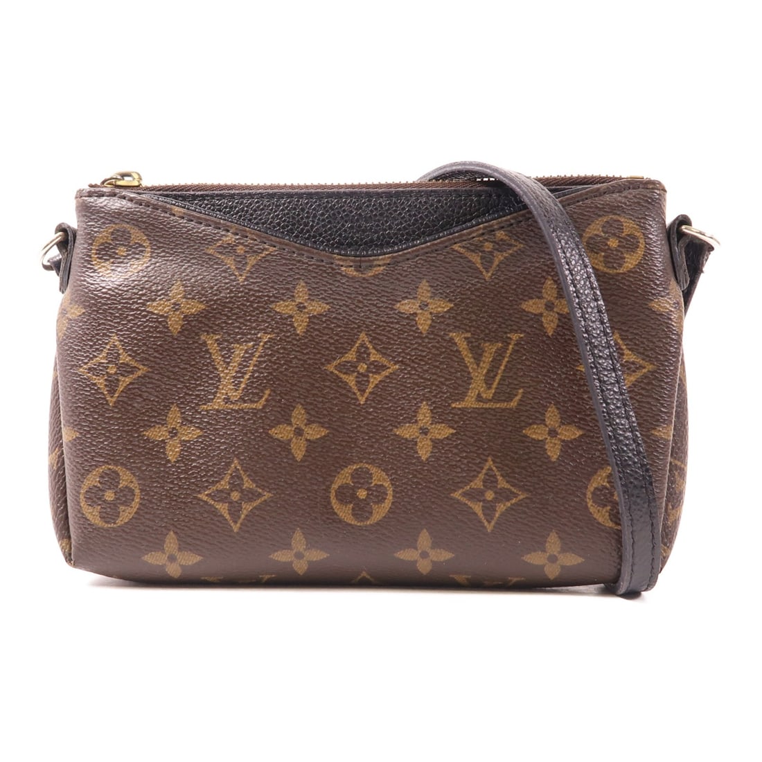 Louis Vuitton Pallas Clutch Shoulder Bag Monogram Brown Black M41639 (1 of 15)