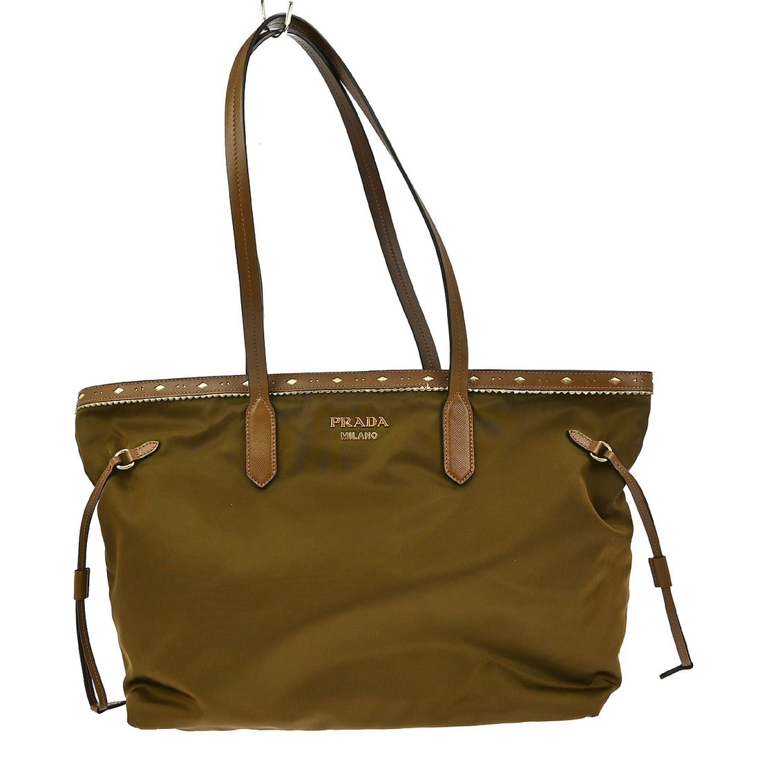 Prada Medium Brown Nylon and Leather Tote with Logo Accent (1 of 10)