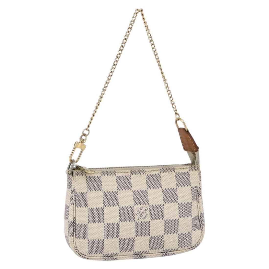 LOUIS VUITTON Damier Azur Mini Pochette Accessoires Pouch N63005 Made in France: LOUIS VUITTON Damier Azur Mini Pochette Accessoires Pouch N63005 Made in France Elevate your style with the LOUIS VUITTON Damier Azur Mini Pochette Accessoires. This chic accessory pouch is crafted fr