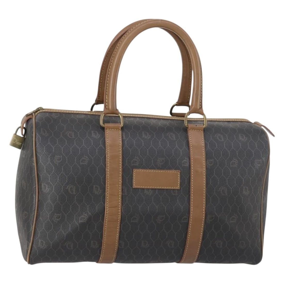 Christian Dior Honeycomb PVC Boston Bag Black Gold Authentic (1 of 18)