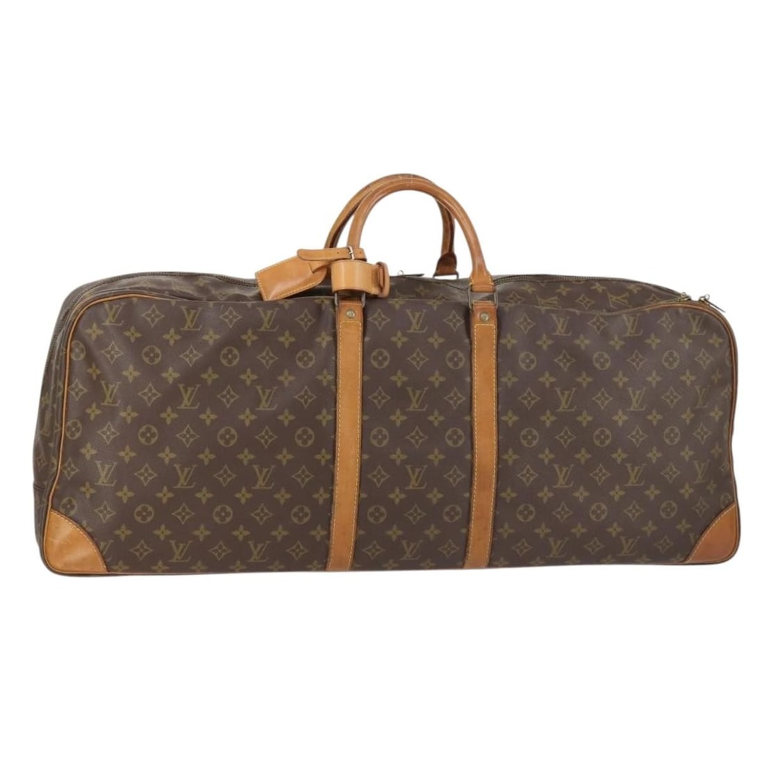 LOUIS VUITTON Monogram Sac Tennis Boston Bag with Name Tag: LOUIS VUITTON Monogram Sac Tennis Boston Bag with Name Tag Introducing the LOUIS VUITTON Monogram Sac Tennis Boston Bag, a timeless accessory crafted in France. This stylish Boston bag features the ic