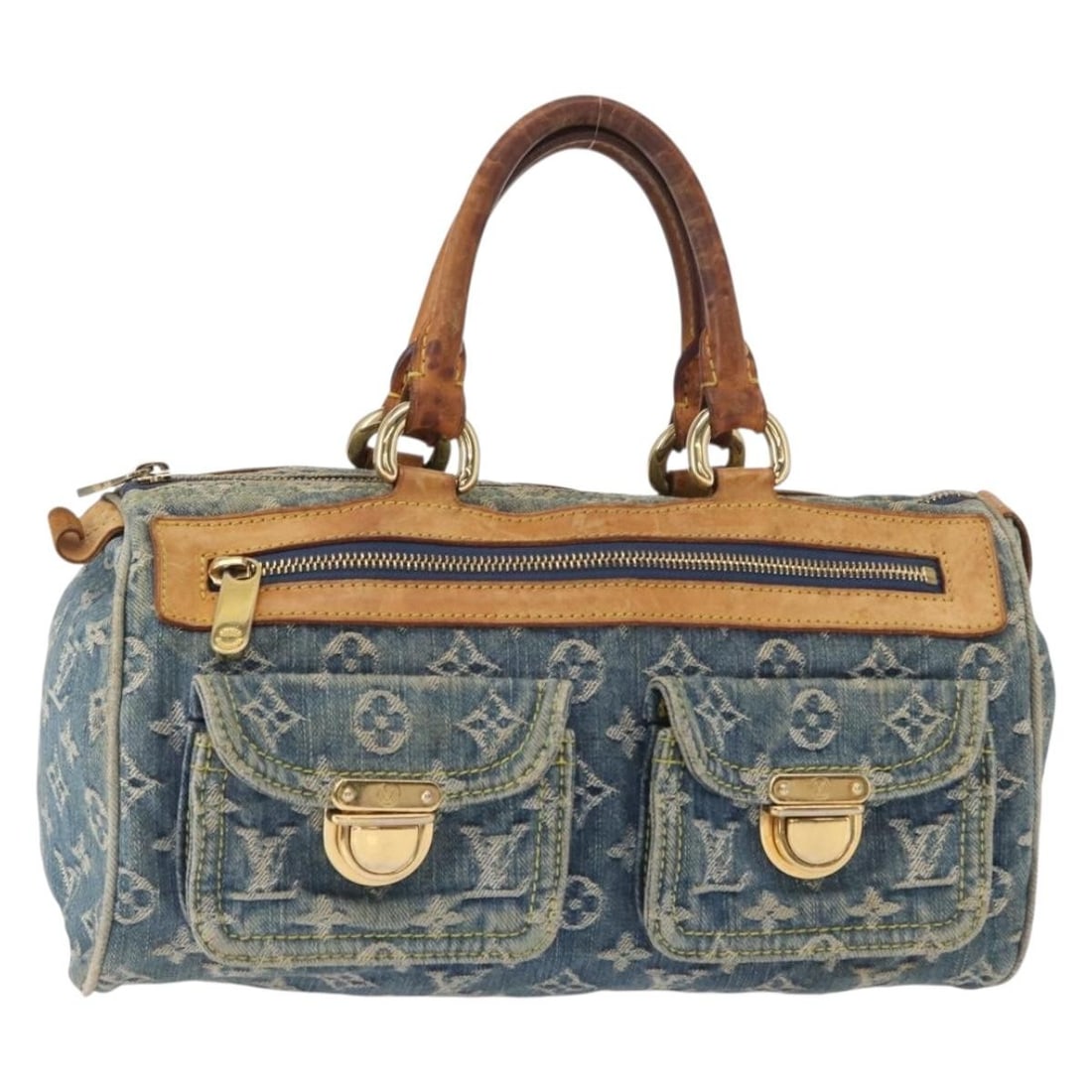 LOUIS VUITTON Monogram Denim Neo Speedy Handbag Blue M95019 Authentic (1 of 18)