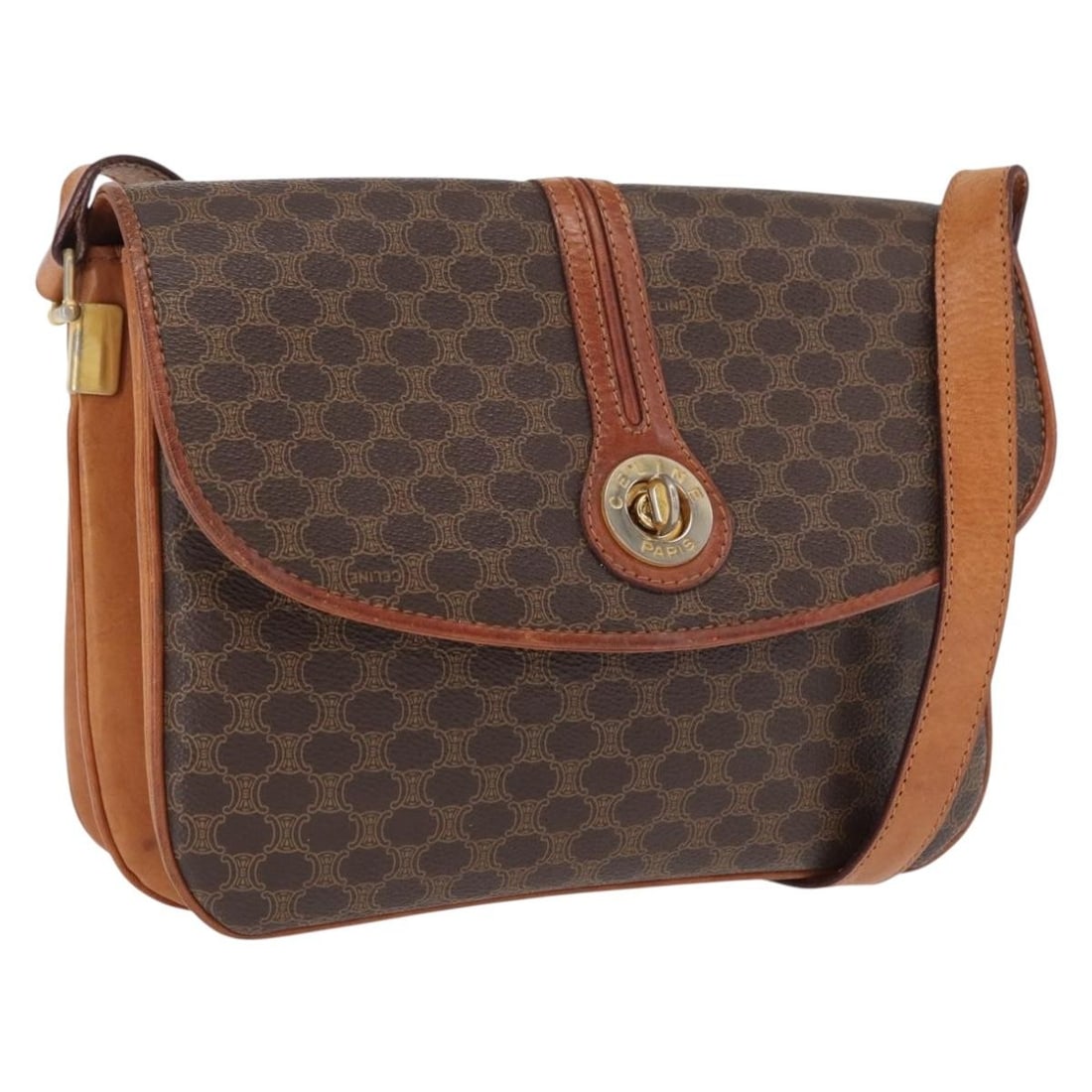 Celine Macadam Brown PVC Leather Shoulder Bag with Pouch Italy (1 of 18)