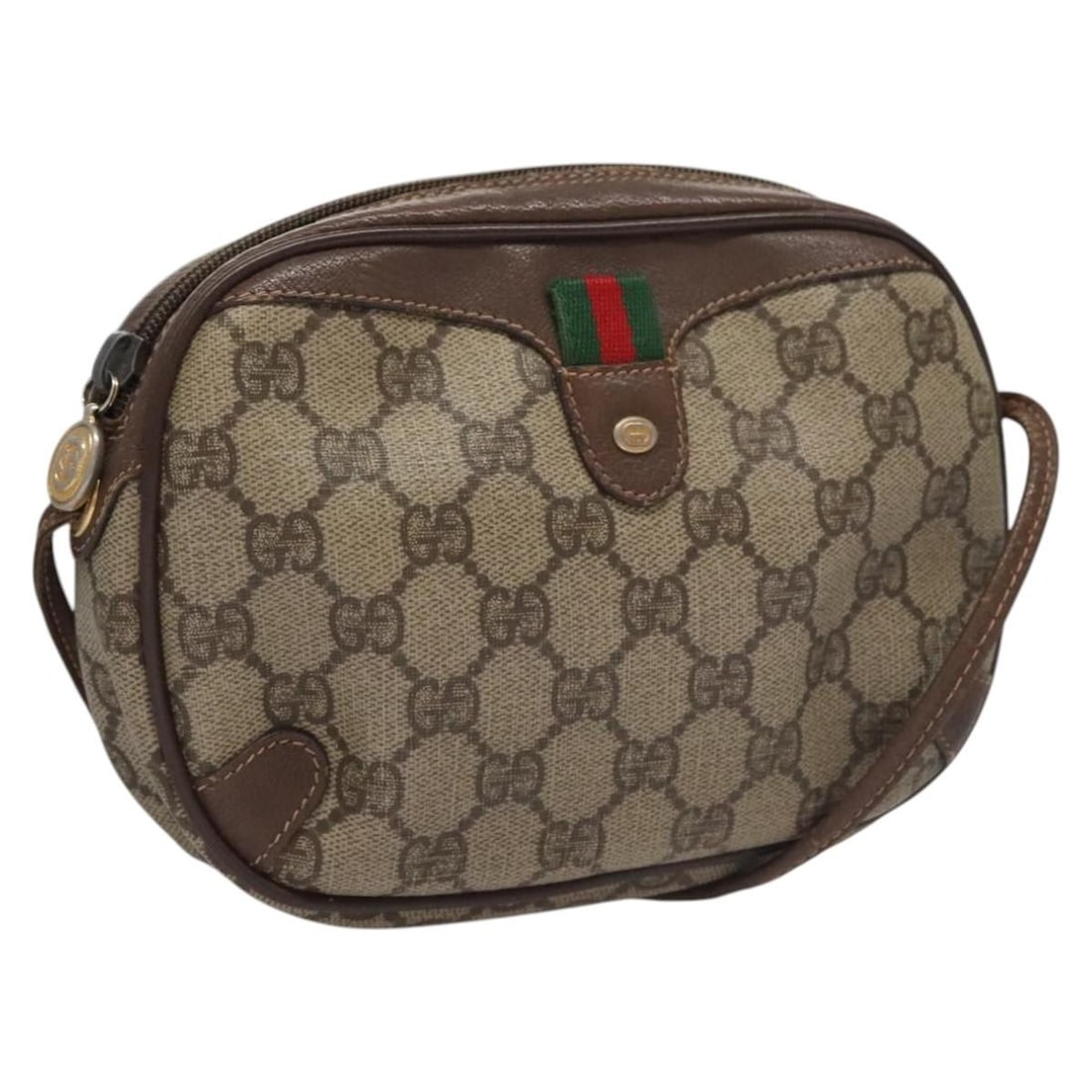 GUCCI GG Supreme Web Sherry Line Shoulder Bag PVC Beige Red 156 02 066 Auth: GUCCI GG Supreme Web Sherry Line Shoulder Bag PVC Beige Red 156 02 066 Auth Elevate your style with this authentic GUCCI GG Supreme Web Sherry Line Shoulder Bag. This exquisite bag is crafted from dur