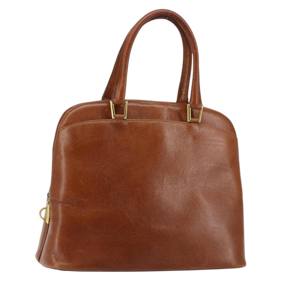 Salvatore Ferragamo Brown Leather Hand Bag Gold Accents Made in Italy (1 of 18)