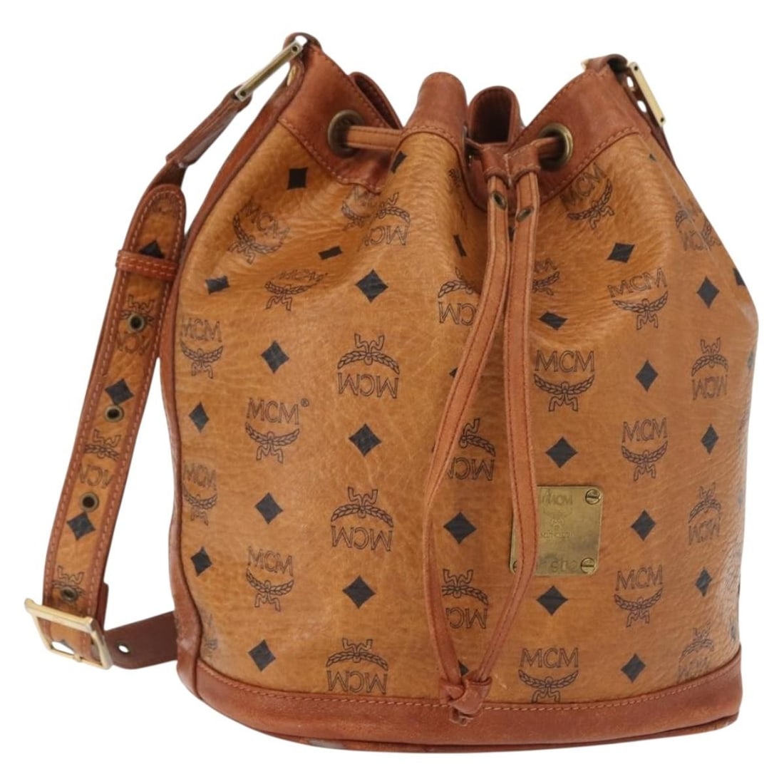 MCM Logogram Vicetos Brown Gold PVC Leather Shoulder Bag Auth BA7354 (1 of 18)