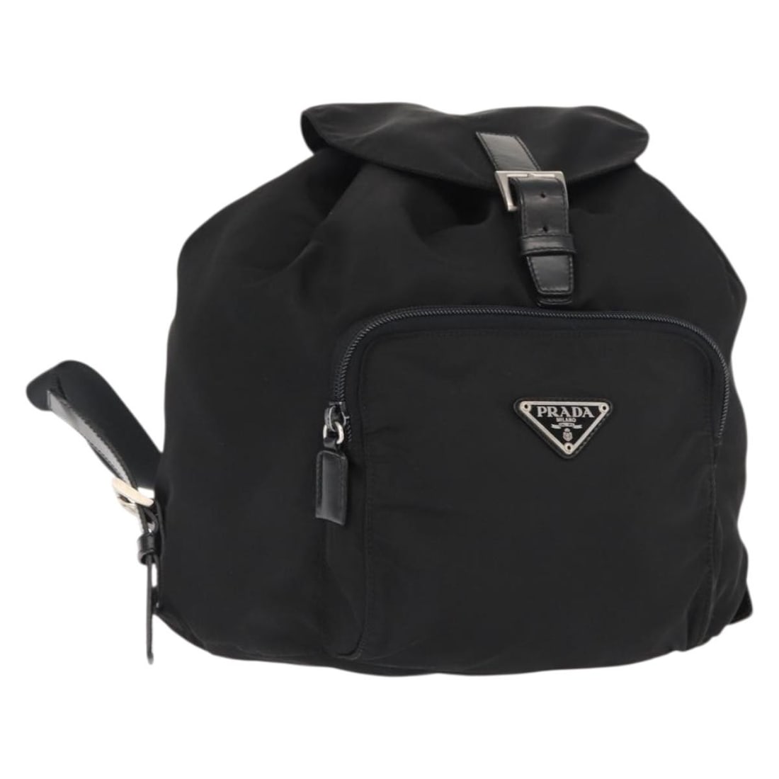PRADA Black Nylon Backpack Silver Auth Italy 121320: PRADA Black Nylon Backpack Silver Auth Italy 121320 This authentic PRADA backpack combines functionality with a sleek design, crafted from high-quality nylon in a sophisticated black and silver color