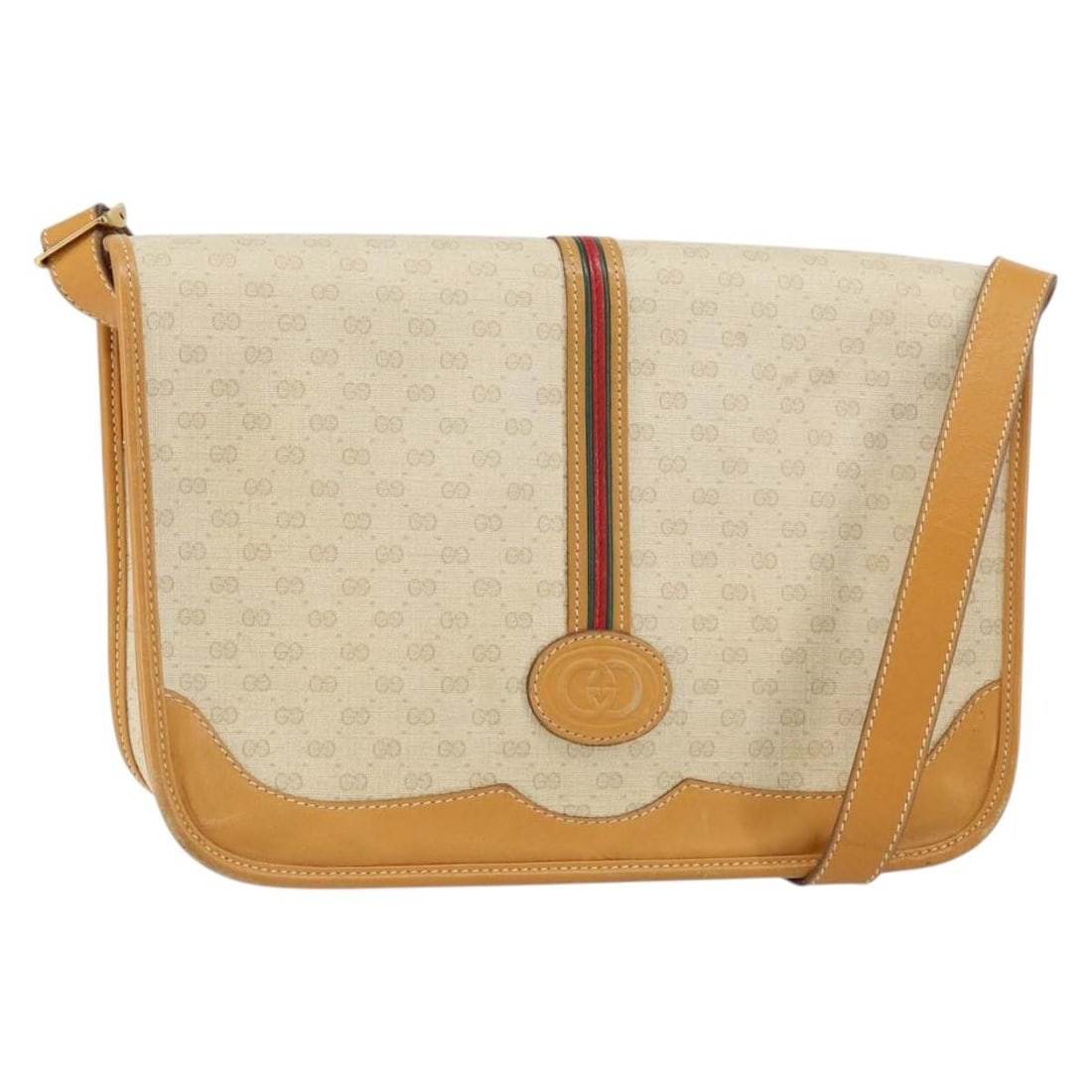 GUCCI Micro GG Supreme Sherry Bag PVC Beige Auth 001 104 0551: GUCCI Micro GG Supreme Sherry Bag PVC Beige Auth 001 104 0551 Elevate your accessory game with this GUCCI Micro GG Supreme Web Sherry Line Shoulder Bag. Crafted in Italy, this stylish shoulder bag fea