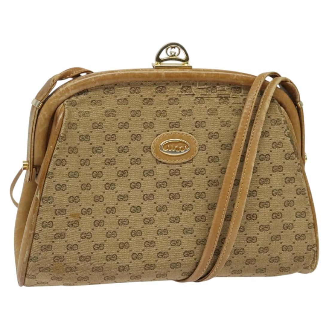 GUCCI Micro GG Supreme Shoulder Bag Beige Gold PVC 001 261 1053 Authentic (1 of 18)