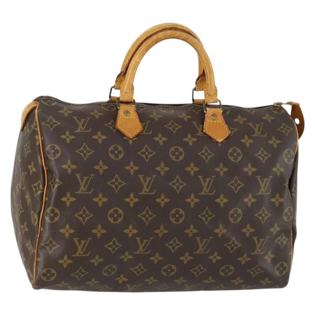 Louis Vuitton Speedy 35 Monogram Canvas Handbag M41524 France: Louis Vuitton Speedy 35 Monogram Canvas Handbag M41524 France This Louis Vuitton Monogram Speedy 35 handbag features the signature monogram canvas exterior and classic design. The bag is made in Franc