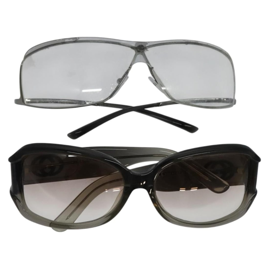 GUCCI Black Silver Sunglasses Plastic 2 Piece Set Authentic (1 of 15)