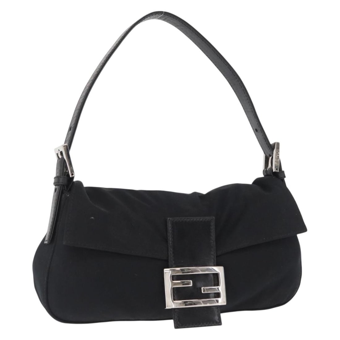 Fendi Mamma Baguette Black Nylon Shoulder Bag with Silver Accents (1 of 18)