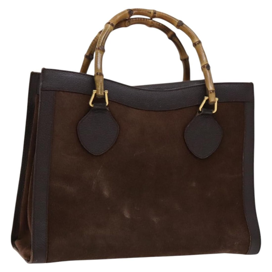 GUCCI Bamboo Tote Bag Suede Brown Gold 002 1095 0260 Authentic (1 of 18)