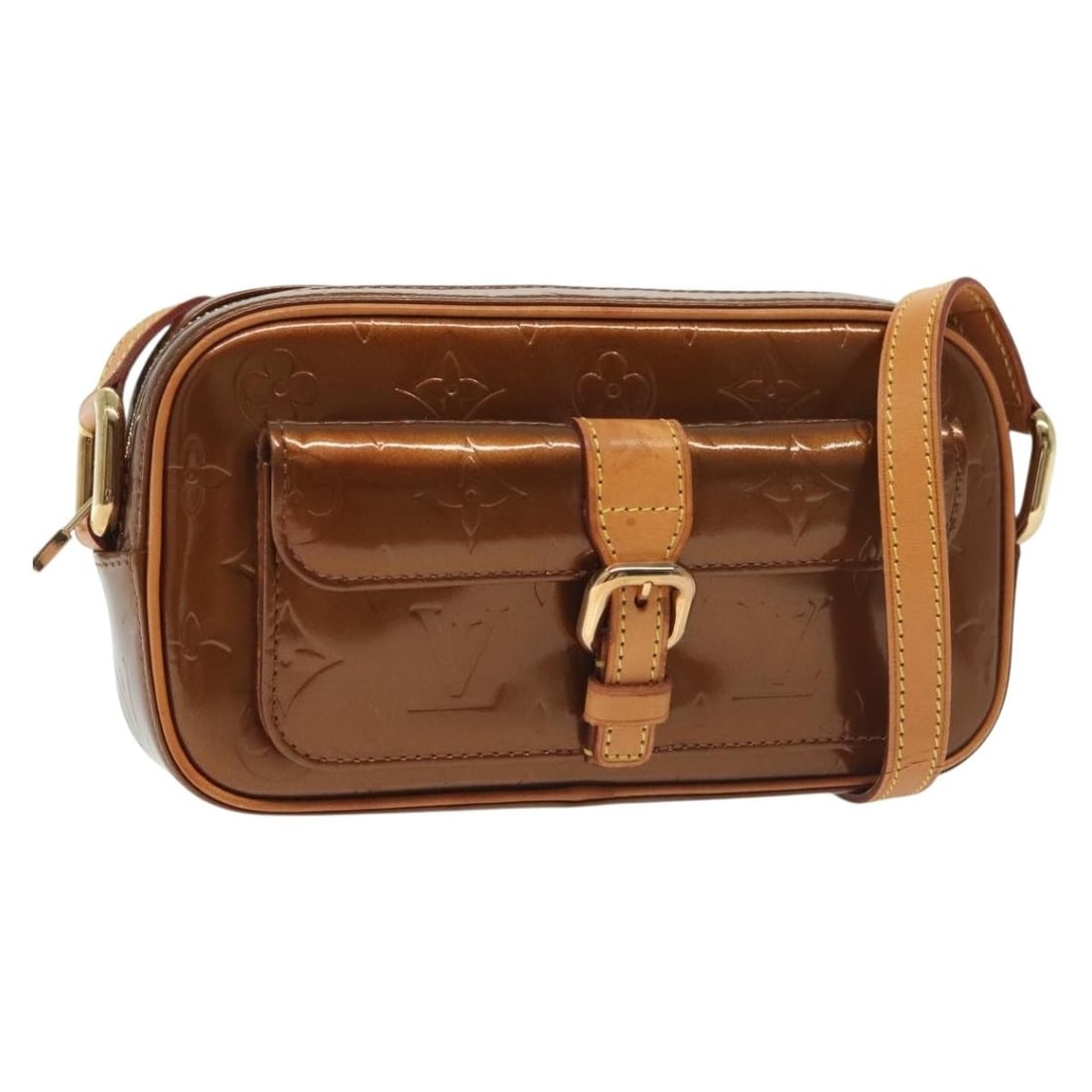 LOUIS VUITTON Monogram Vernis Christy MM Shoulder Bag Bronze M91109 Auth: LOUIS VUITTON Monogram Vernis Christy MM Shoulder Bag Bronze M91109 Auth This authentic LOUIS VUITTON Monogram Vernis Christy MM Shoulder Bag exudes elegance with its bronze patent leather exterior. D