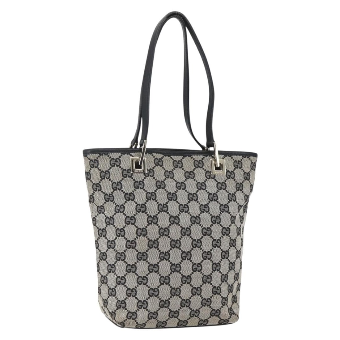 GUCCI Navy Gold GG Canvas Tote Bag 002 1099 2404 Authentic Italy (1 of 18)