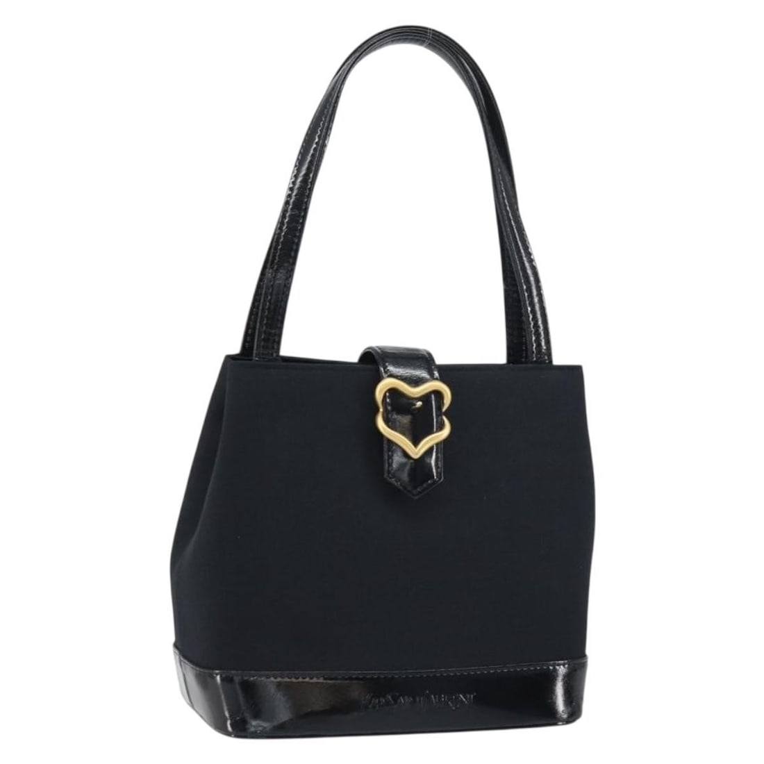 SAINT LAURENT Black Gold Canvas Hand Bag Auth 156805 (1 of 18)