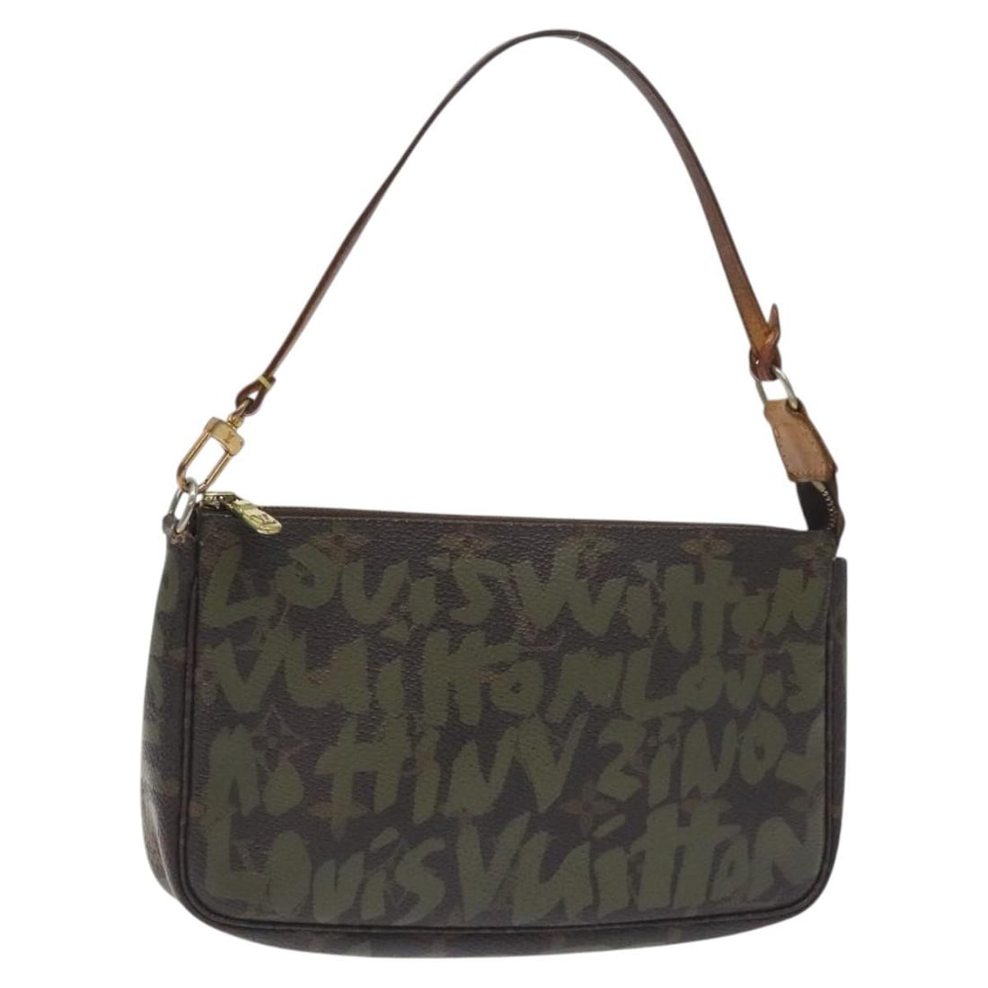 LOUIS VUITTON Graffiti Pouch Monogram Khaki M92191 Authenticated (1 of 18)