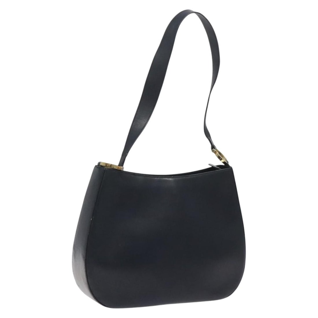 Salvatore Ferragamo Navy Gold Leather Shoulder Bag Italy (1 of 18)