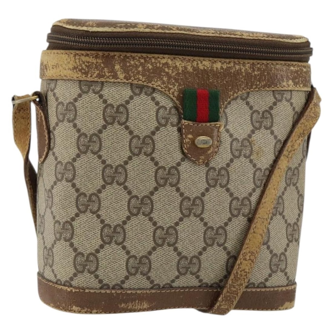 GUCCI GG Supreme Sherry Line Beige Gold Shoulder Bag 904 02 070 Auth: GUCCI GG Supreme Sherry Line Beige Gold Shoulder Bag 904 02 070 Auth Presenting the GUCCI GG Supreme Web Sherry Line Bag, a stunning shoulder bag crafted in Italy. This luxurious accessory features a