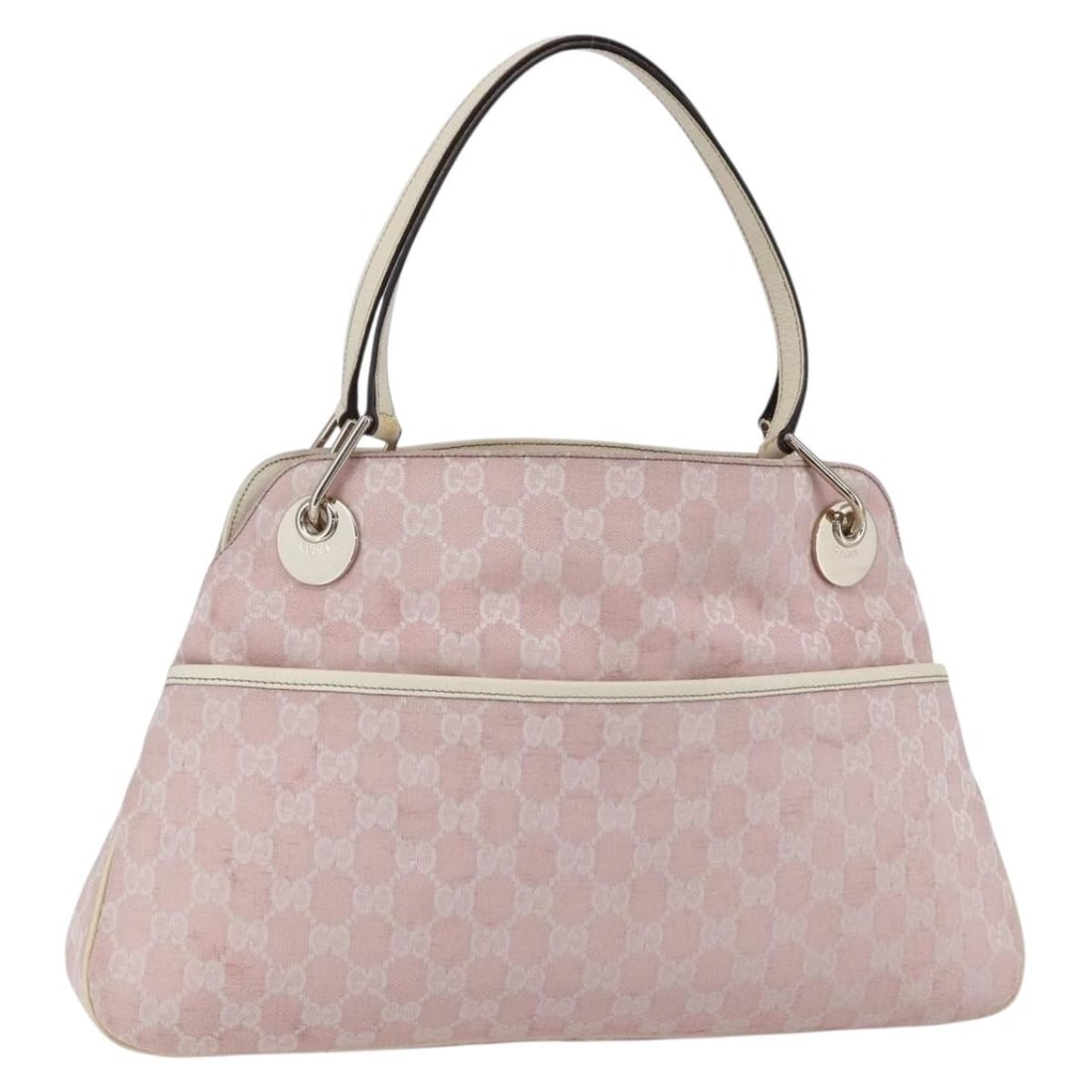 GUCCI GG Canvas Tote Bag Pink Gold 121023 Authentic Italy: GUCCI GG Canvas Tote Bag Pink Gold 121023 Authentic Italy This authentic GUCCI GG Canvas Tote Bag features a striking pink and gold color combination, crafted from durable canvas material. Measuring a