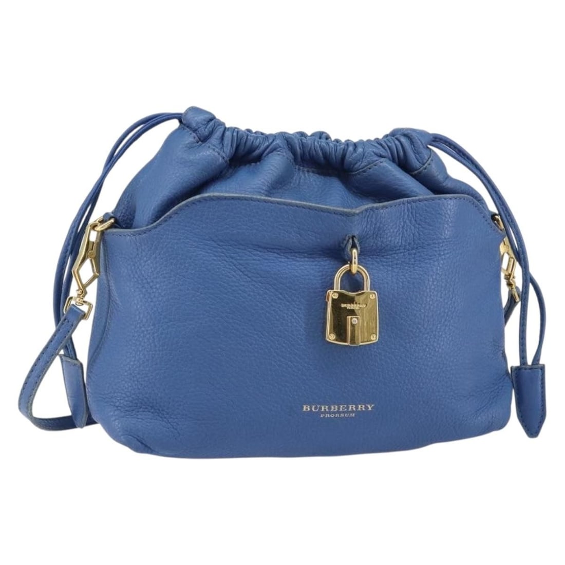 Burberry Blue Leather Shoulder Bag with Gold Accents Italy: Burberry Blue Leather Shoulder Bag with Gold Accents Italy This Burberry shoulder bag is crafted from blue and gold leather and features a classic design. Made in Italy, the bag is equipped with an ad