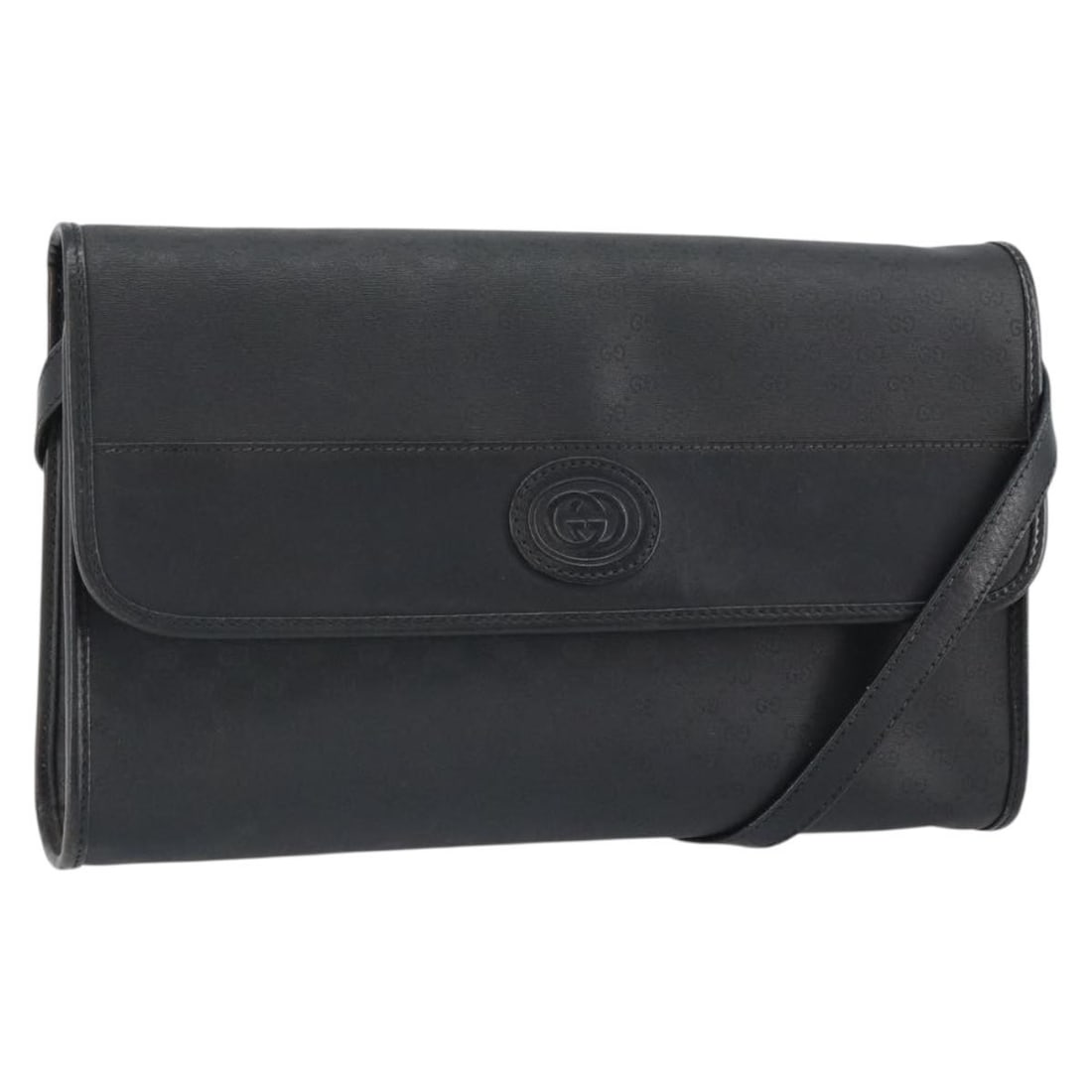 Gucci Micro GG Supreme Black PVC Shoulder Bag 004 14 0264 Italy: Gucci Micro GG Supreme Black PVC Shoulder Bag 004 14 0264 Italy This GUCCI Micro GG Supreme shoulder bag features black and gold PVC leather with Micro Small GG canvas detailing. Designed and made in