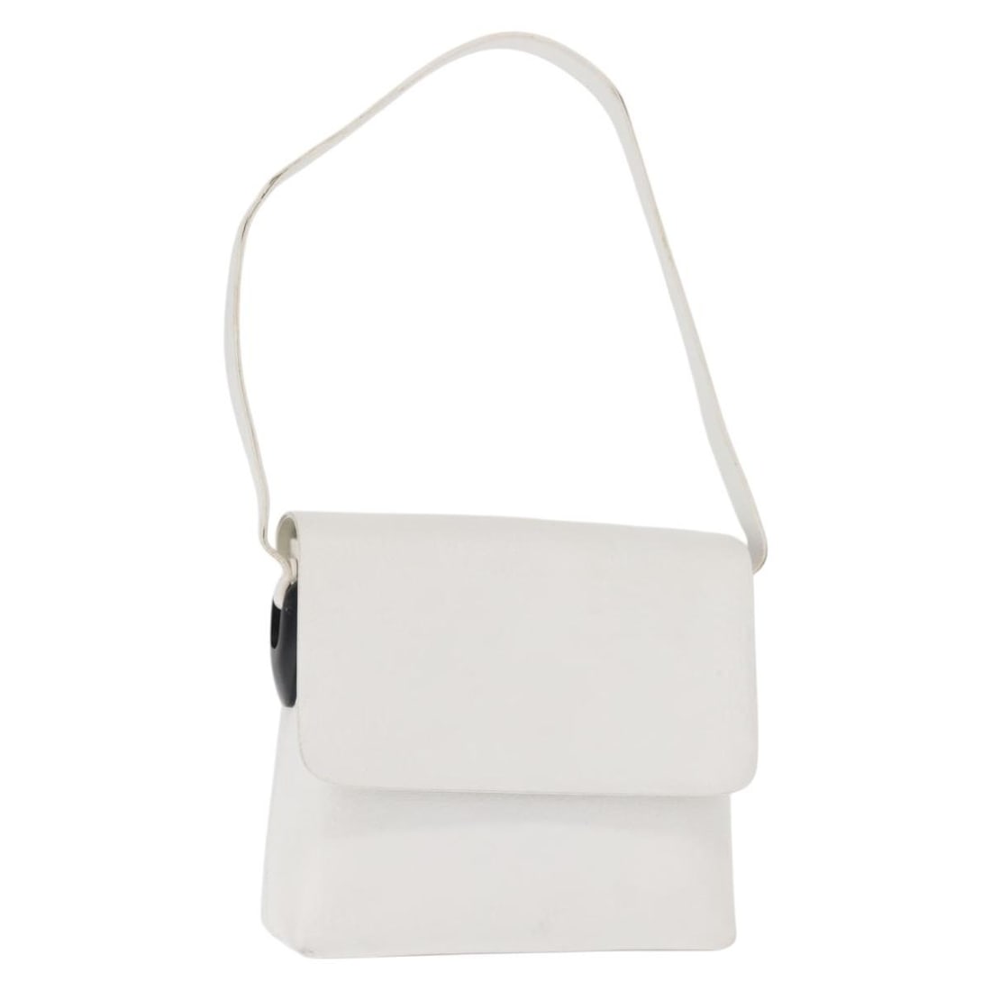 GUCCI 001 1998 1767 White Silver Leather Shoulder Bag Auth (1 of 18)