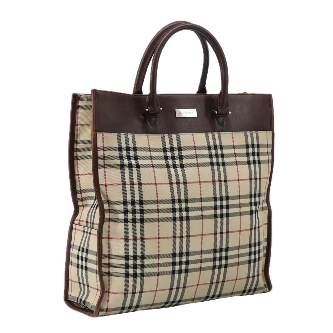 BURBERRY Nova Check Beige Canvas Hand Bag Auth 103534 (1 of 18)