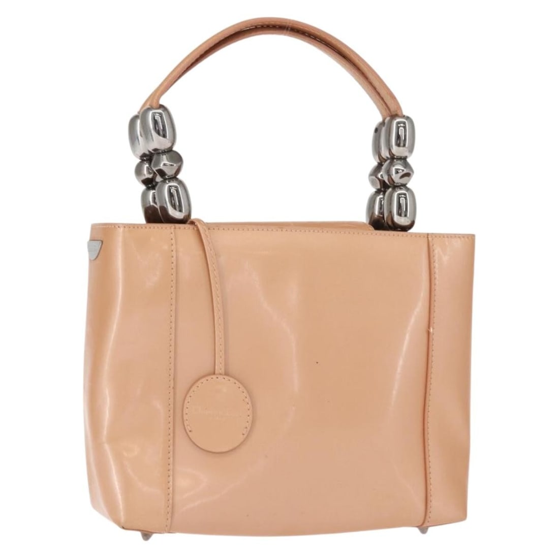 Christian Dior Maris Pearl Beige Pink Patent Leather Hand Bag Auth AM9395 (1 of 18)
