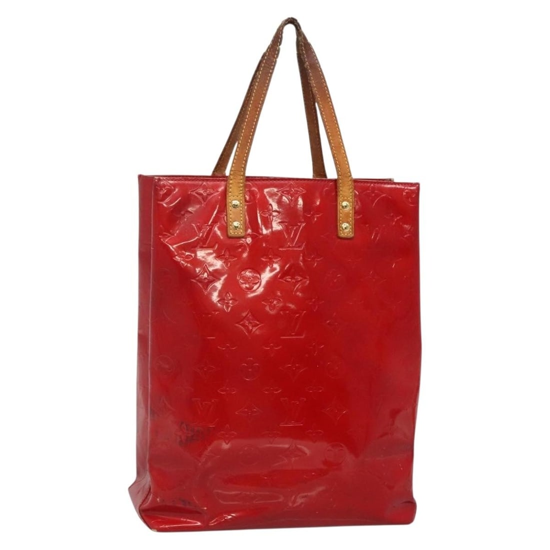 LOUIS VUITTON Monogram Vernis Reade MM Hand Bag Red Patent Leather M91086: LOUIS VUITTON Monogram Vernis Reade MM Hand Bag Red Patent Leather M91086 This authentic LOUIS VUITTON Monogram Vernis Reade MM Hand Bag in a vibrant Red/Rouge color is a stylish accessory crafted fro