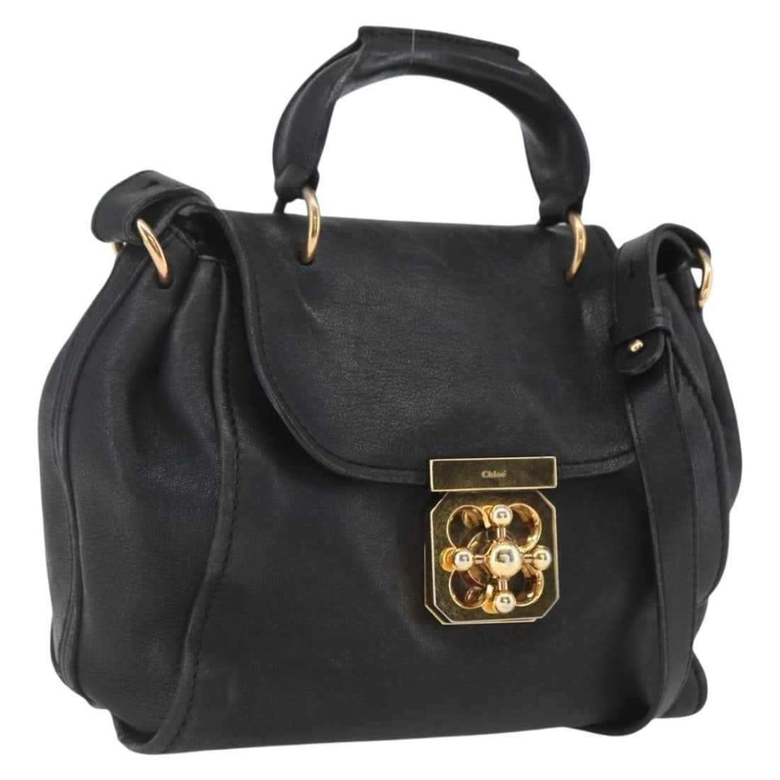 Chloe Elsie Black Leather Shoulder Bag Gold Hardware Hungary (1 of 18)