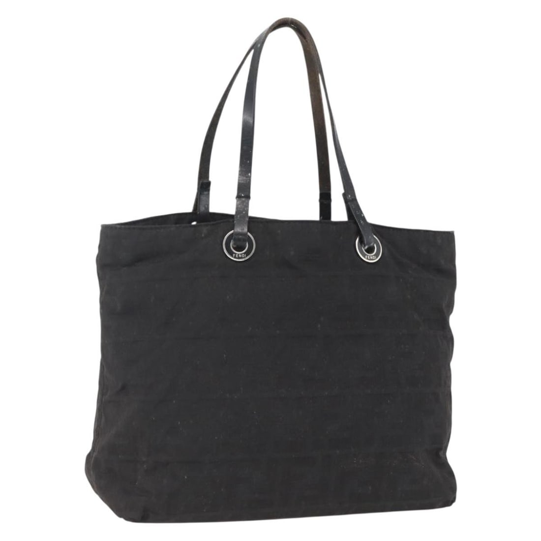 FENDI Black Zucca Canvas Hand Bag Italy Auth ka757: FENDI Black Zucca Canvas Hand Bag Italy Auth ka757 This authentic FENDI Zucca Canvas Hand Bag is a stylish accessory made in Italy, featuring a classic black exterior. The bag is crafted from durable