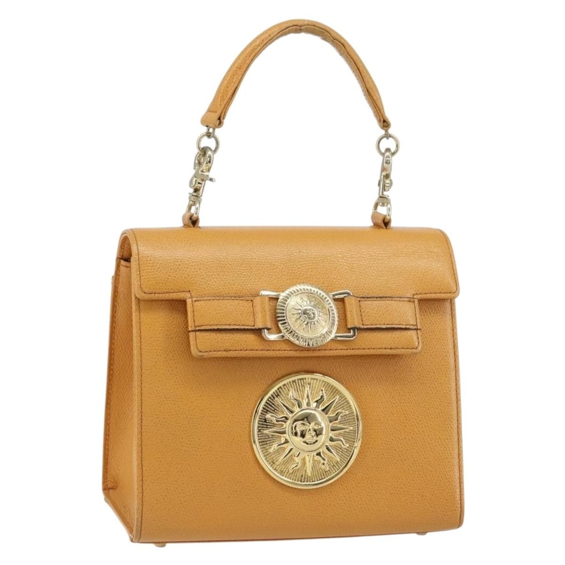 Yellow Leather Gianni Versace Handbag Gold Tone Accents Italy: Yellow Leather Gianni Versace Handbag Gold Tone Accents Italy This Gianni Versace hand bag is crafted from yellow and gold leather, offering a stylish and sophisticated accessory. Made in Italy, the b