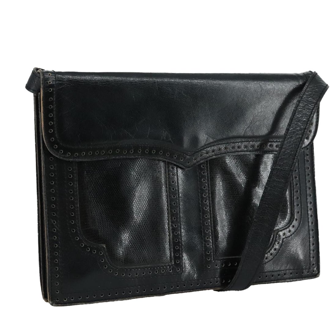 SAINT LAURENT Black Leather Shoulder Bag with 13.4in Strap Drop (1 of 18)