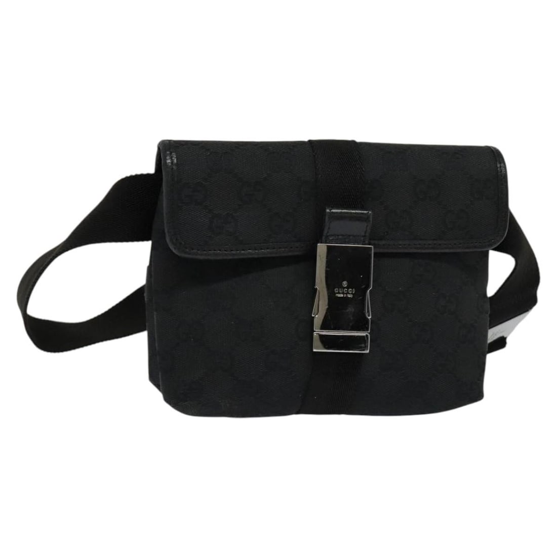 GUCCI GG Canvas Waist Bag Black Silver 131236 Authentic Italy: GUCCI GG Canvas Waist Bag Black Silver 131236 Authentic Italy This authentic GUCCI GG Canvas Waist Bag is a stylish and practical accessory, perfect for any occasion. Crafted in Italy, it features a s