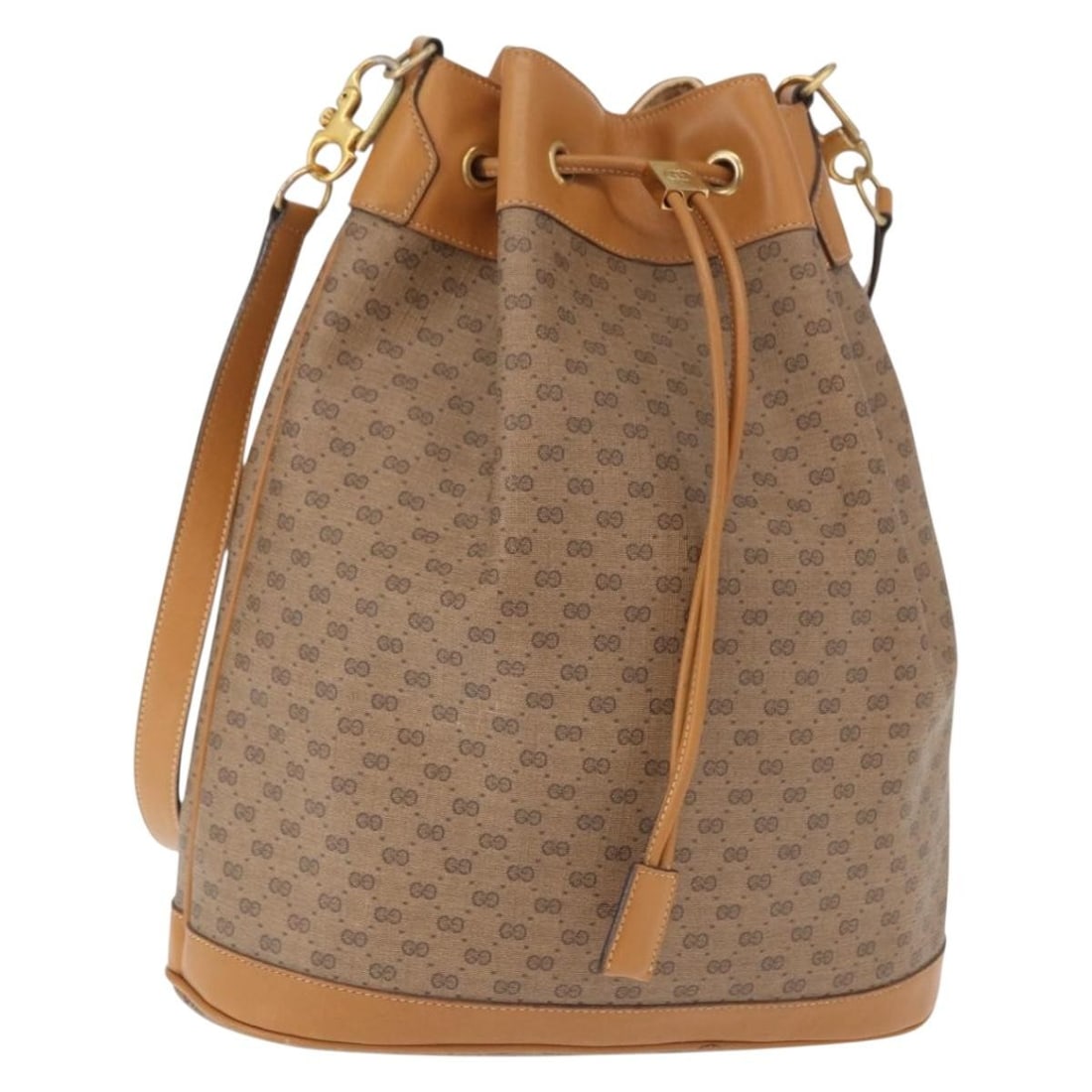 Beige Micro GG Supreme Shoulder Bag by Gucci in PVC Leather: Beige Micro GG Supreme Shoulder Bag by Gucci in PVC Leather This GUCCI Micro GG Supreme shoulder bag features a beige and gold color scheme with PVC leather and micro small GG canvas. Made in Italy,